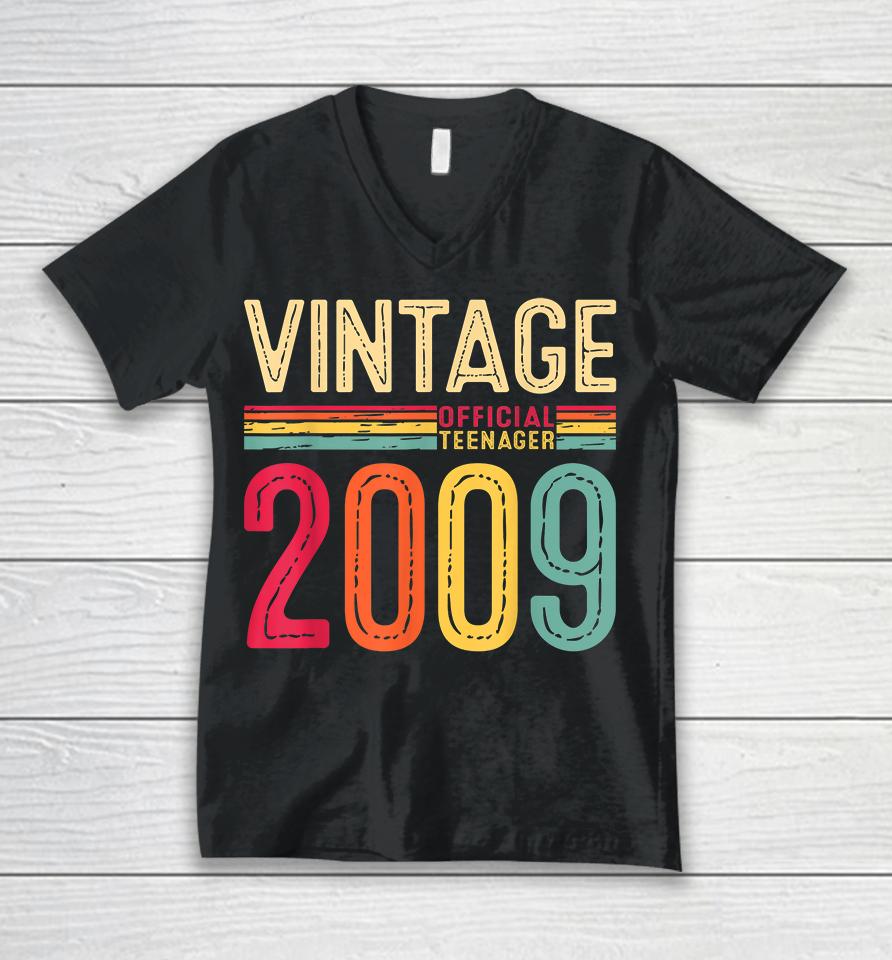13Th Birthday Tee Vintage 2009 Official Teenager 13 Unisex V-Neck T-Shirt