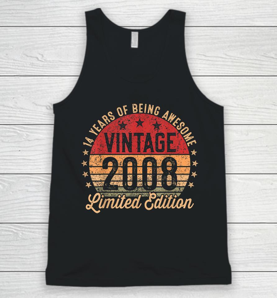 14 Year Old Vintage 2008 Limited Edition 14Th Birthday Unisex Tank Top
