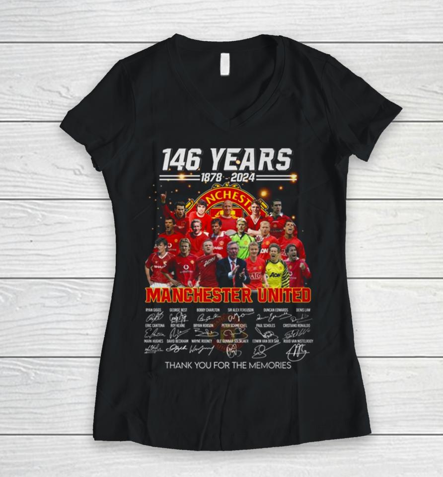 146 Years 1878 – 2024 Manchester United Thank You For The Memories Women V-Neck T-Shirt