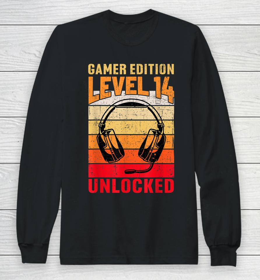14Th Birthday Video Gamer Edition Level 14 Unlocked Long Sleeve T-Shirt