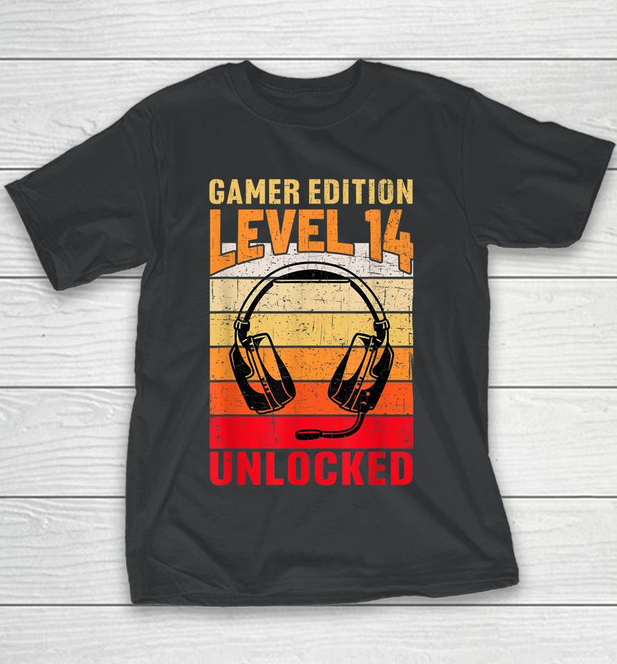 14Th Birthday Video Gamer Edition Level 14 Unlocked Youth T-Shirt