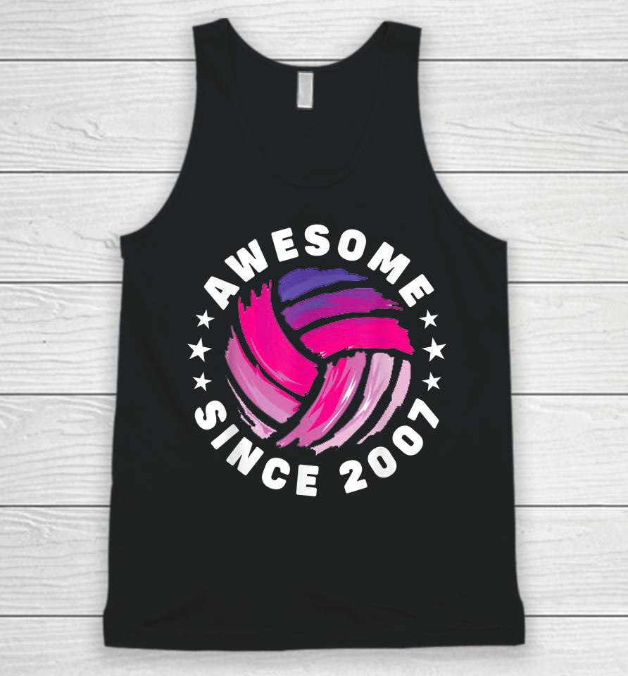 15Th Birthday Awesome Since 2007 15 Years Old Volleyball Unisex Tank Top
