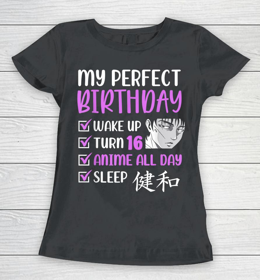 16 Year Old Anime Birthday Party 16Th Boy Girl Sixteen B-Day Women T-Shirt