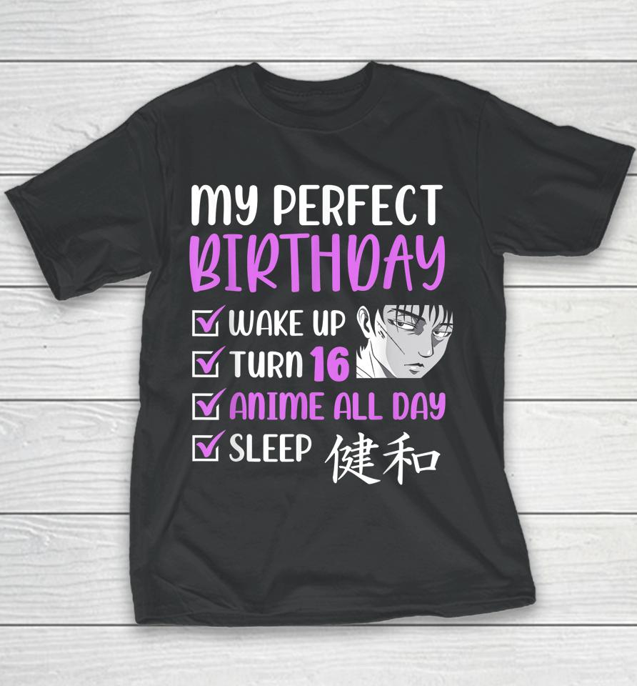 16 Year Old Anime Birthday Party 16Th Boy Girl Sixteen B-Day Youth T-Shirt
