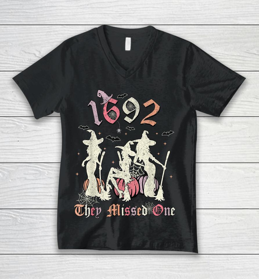 1692 They Missed One Salem You Missed One Halloween 1692 Unisex V-Neck T-Shirt