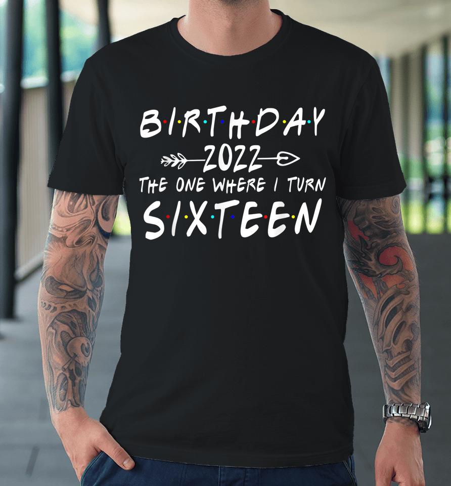 16Th Birthday 2022 The One Where I Turn 16 Funny Arrow Premium T-Shirt
