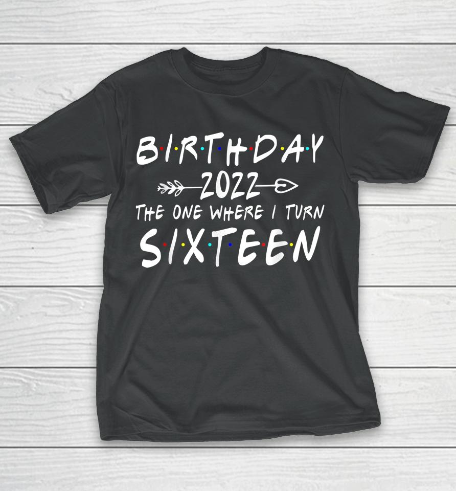 16Th Birthday 2022 The One Where I Turn 16 Funny Arrow T-Shirt