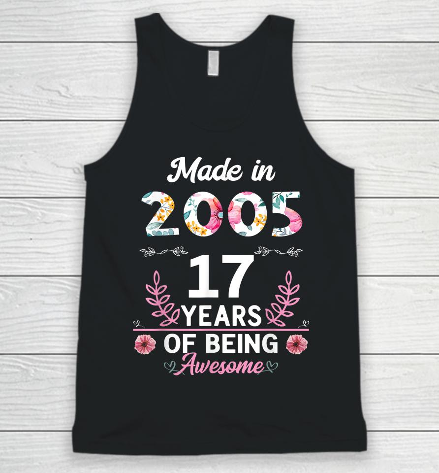 17 Years Old Women Girls Gifts 17Th Birthday Born In 2005 Unisex Tank Top
