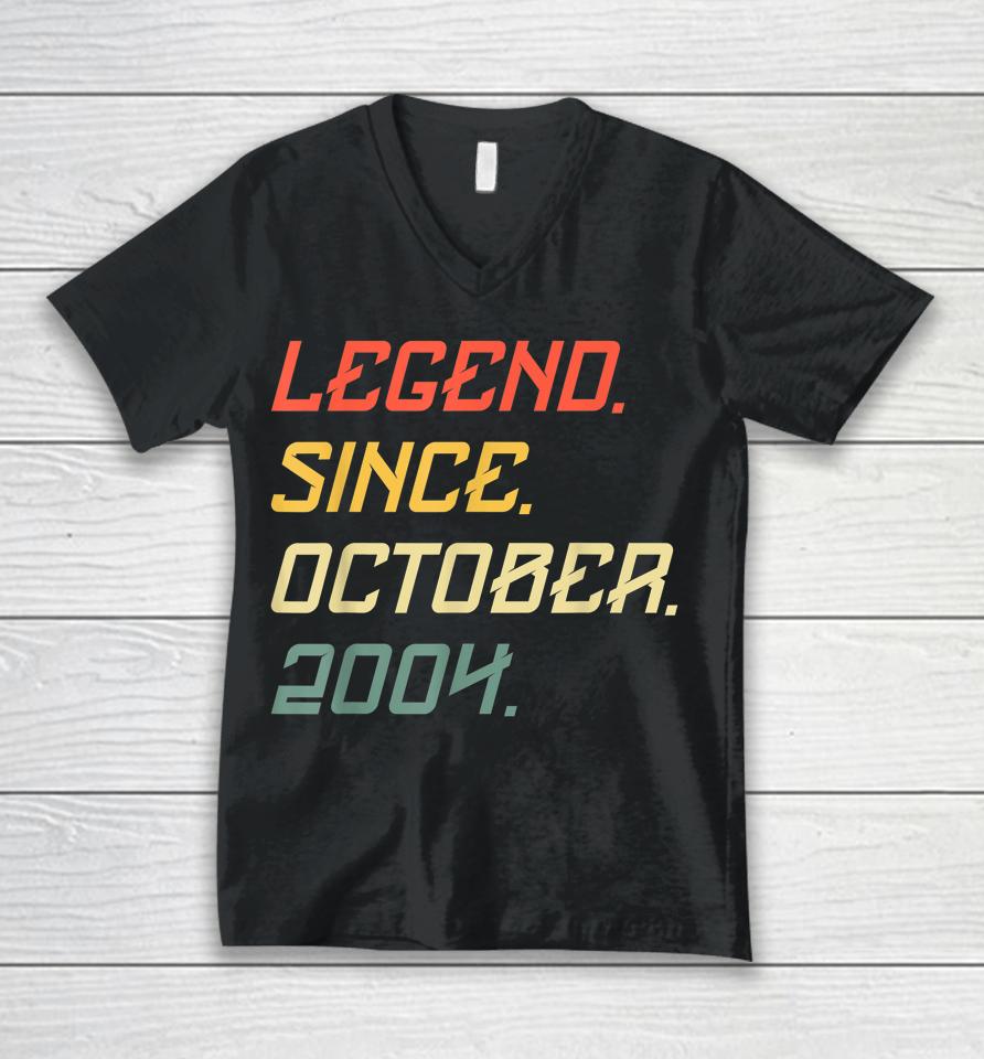 18 Year Old Legend Since October 2004 18Th Birthday Unisex V-Neck T-Shirt