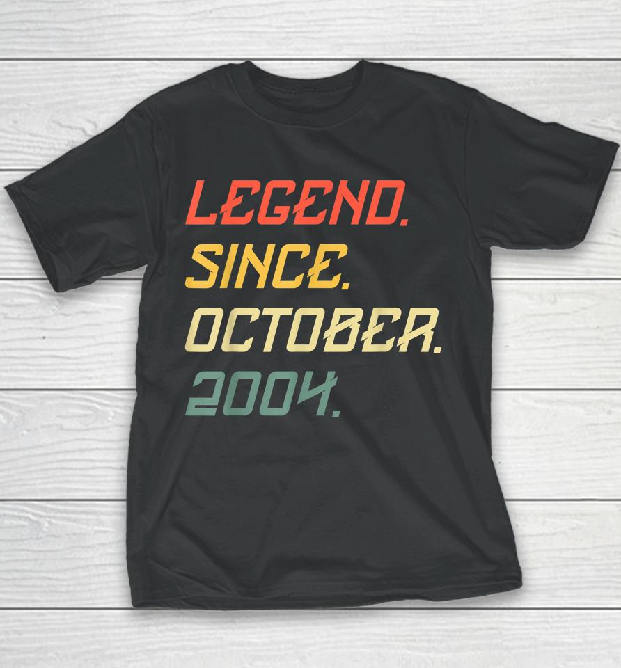 18 Year Old Legend Since October 2004 18Th Birthday Youth T-Shirt