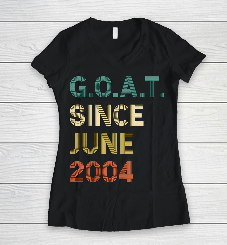 18Th Birthday 18 Years Old Goat Since June 2004 Women V-Neck T-Shirt