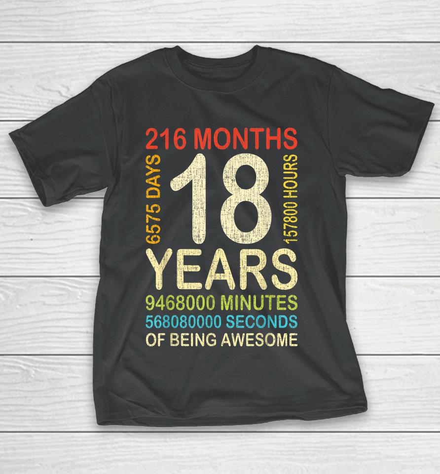 18Th Birthday 18 Years Old Vintage Retro 216 Months T-Shirt