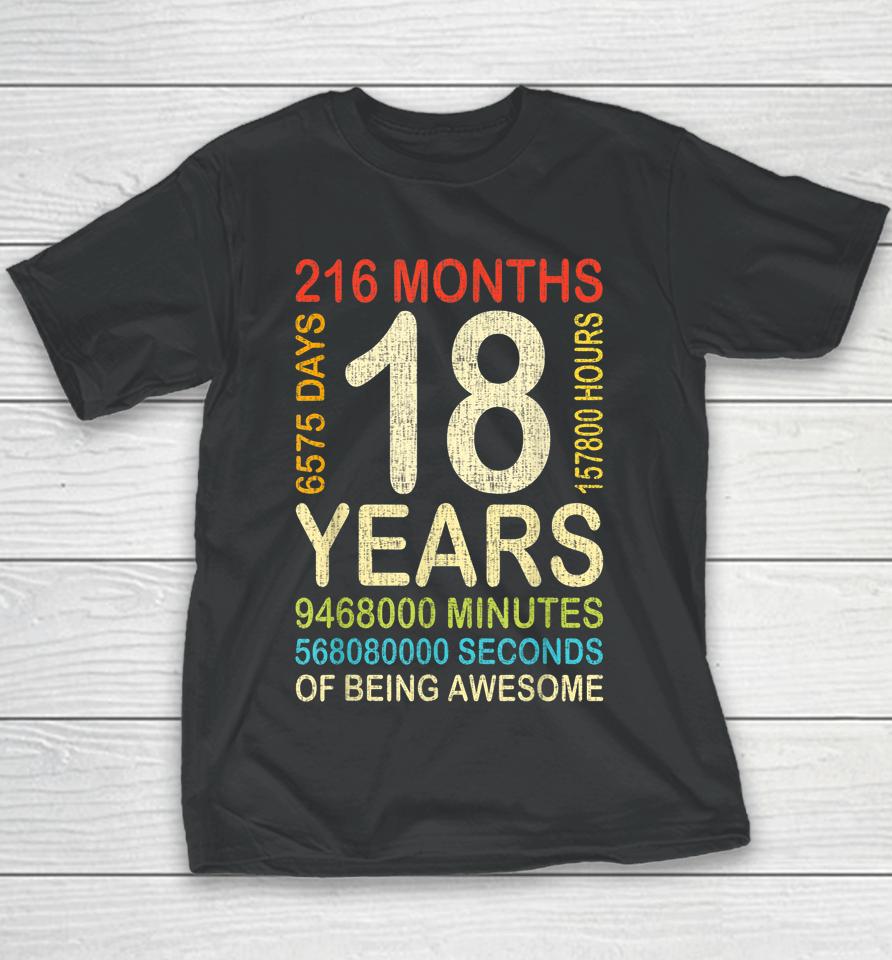 18Th Birthday 18 Years Old Vintage Retro 216 Months Youth T-Shirt