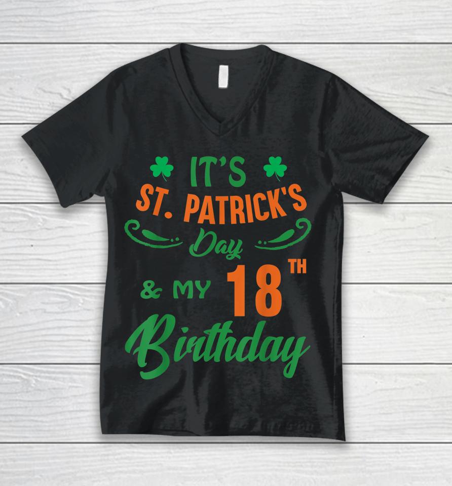 18Th Birthday St Patricks Day 18 Year Old Unisex V-Neck T-Shirt