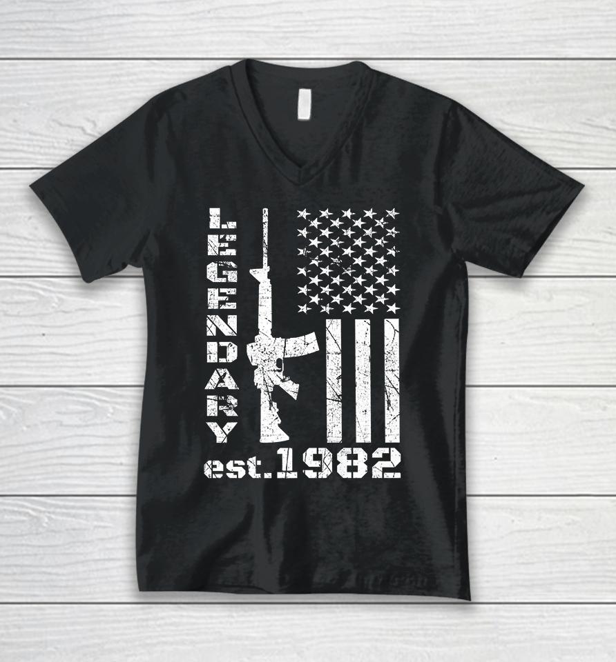 1982 40Th Birthday Legendary Patriot 40 Years Old Pro Guns Unisex V-Neck T-Shirt