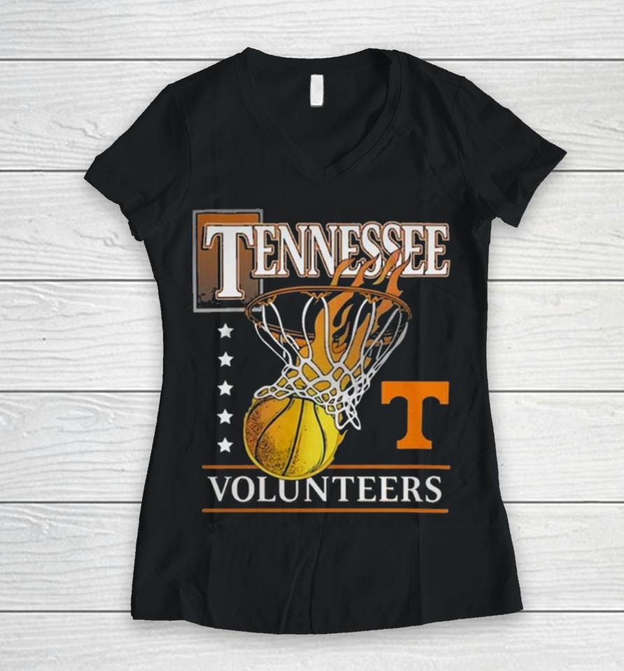 19Nine Tennessee Basketball Hoops Women V-Neck T-Shirt