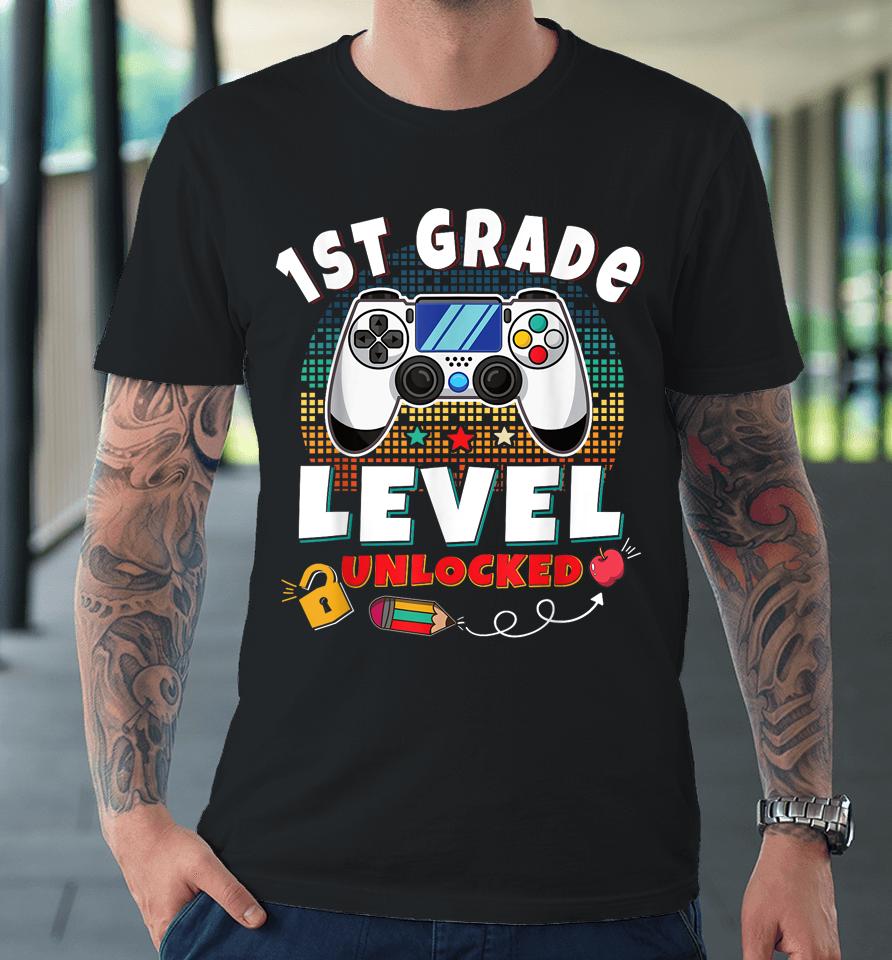 1St Grade Level Unlocked Gamer First Day Of School Boys Premium T-Shirt