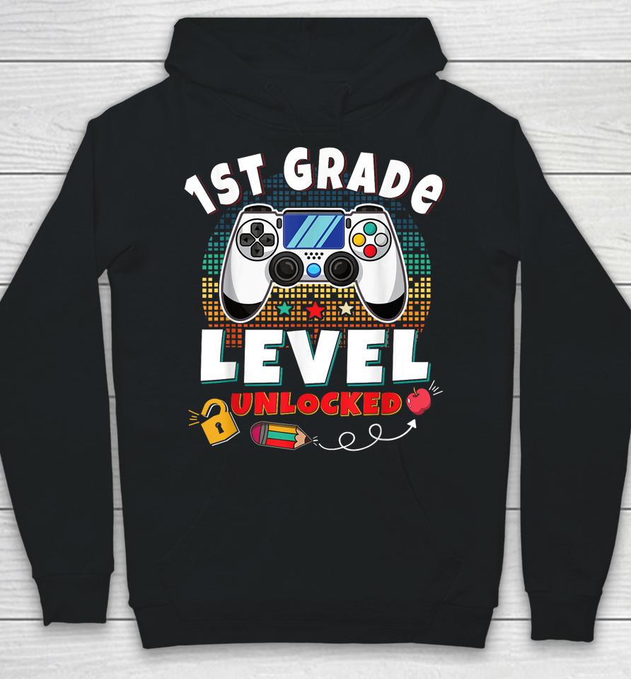 1St Grade Level Unlocked Gamer First Day Of School Boys Hoodie