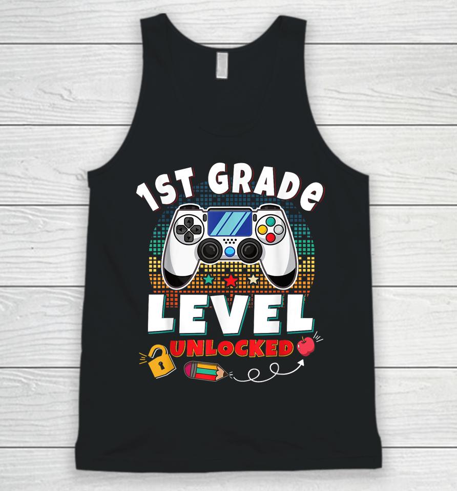 1St Grade Level Unlocked Gamer First Day Of School Boys Unisex Tank Top