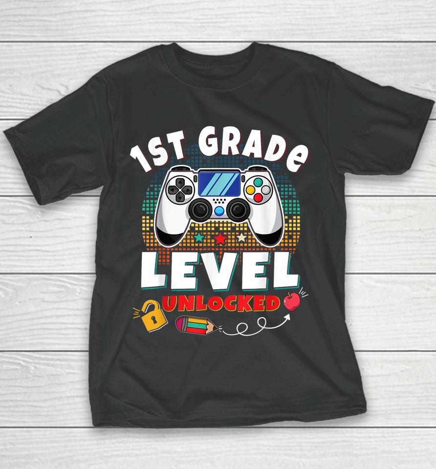 1St Grade Level Unlocked Gamer First Day Of School Boys Youth T-Shirt