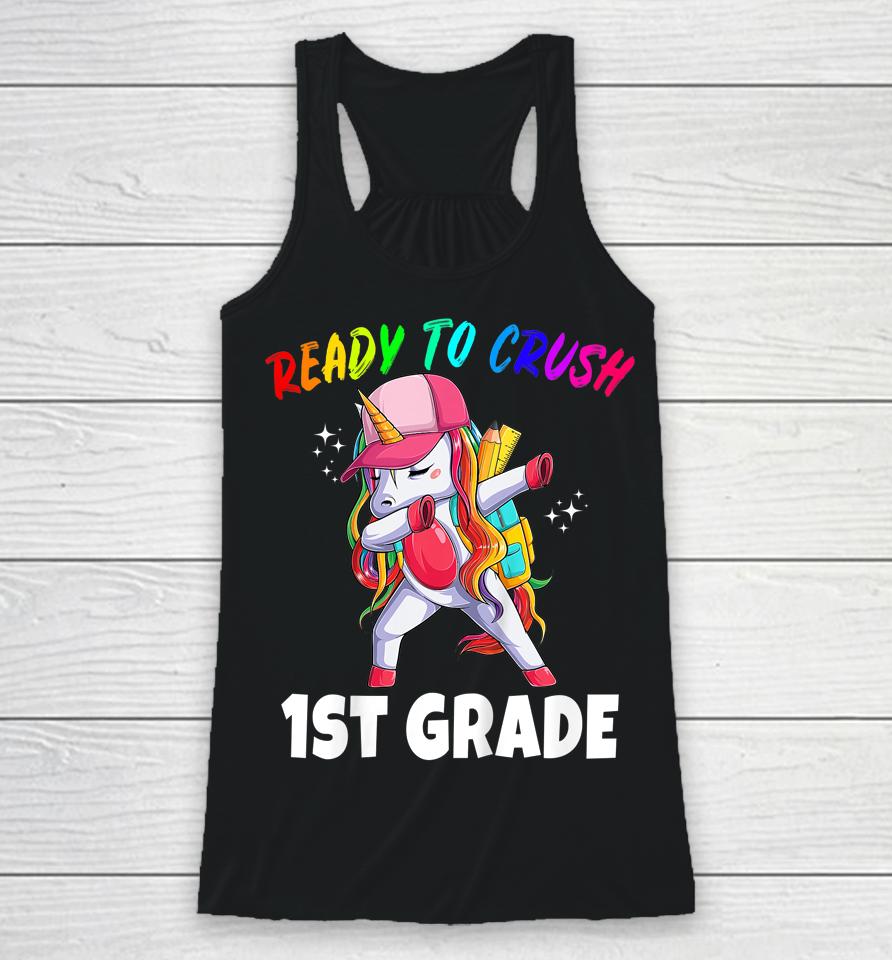 1St Grade Unicorn First Day Of School Gift Girls Rainbow Racerback Tank
