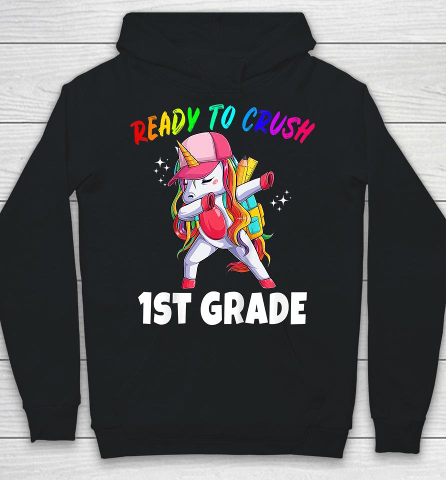 1St Grade Unicorn First Day Of School Gift Girls Rainbow Hoodie