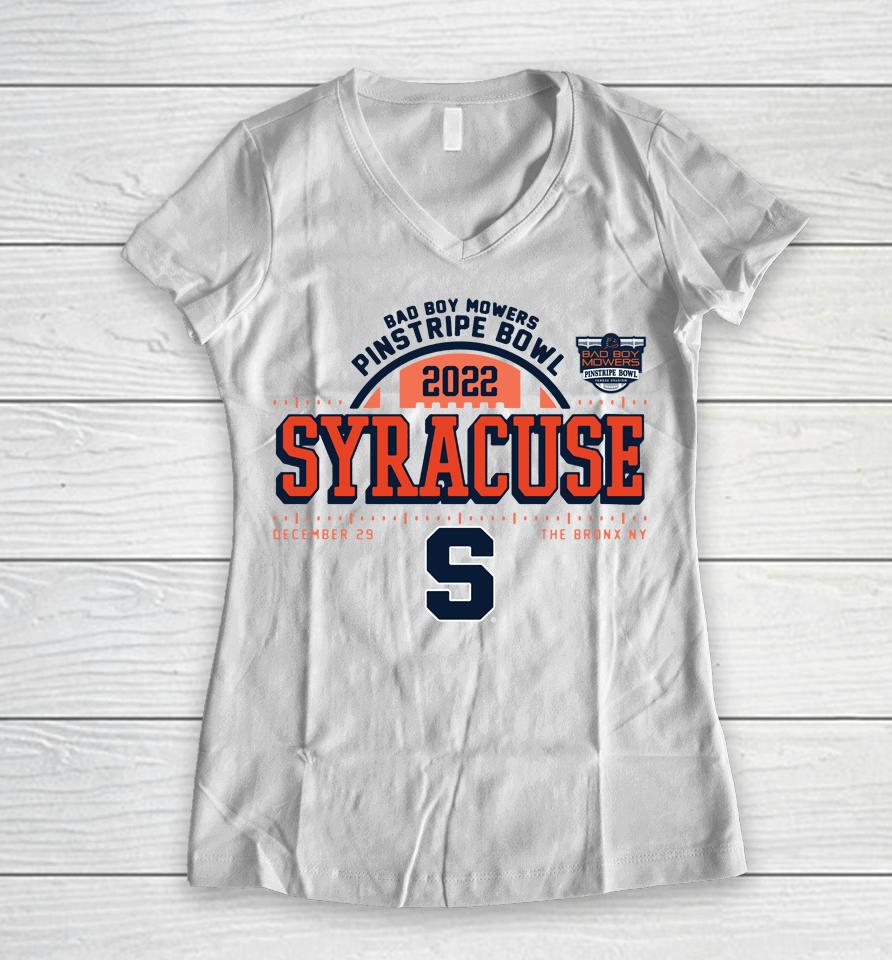 2022 Bad Boy Mowers Pinstripe Bowl Syracuse Orange Women V-Neck T-Shirt