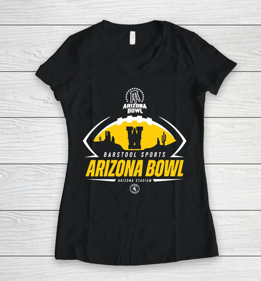 2022 Barstool Sports Arizona Bowl Wyoming Cowboys Women V-Neck T-Shirt
