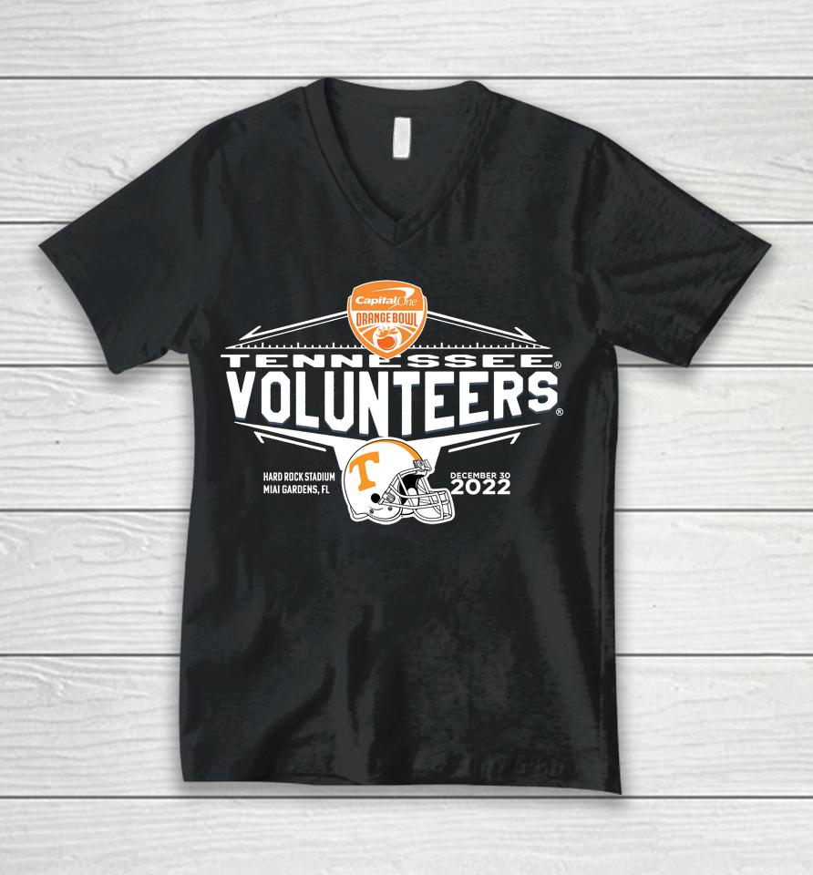 2022 Capital One Orange Tennessee Volunteers Doco Helmet Unisex V-Neck T-Shirt