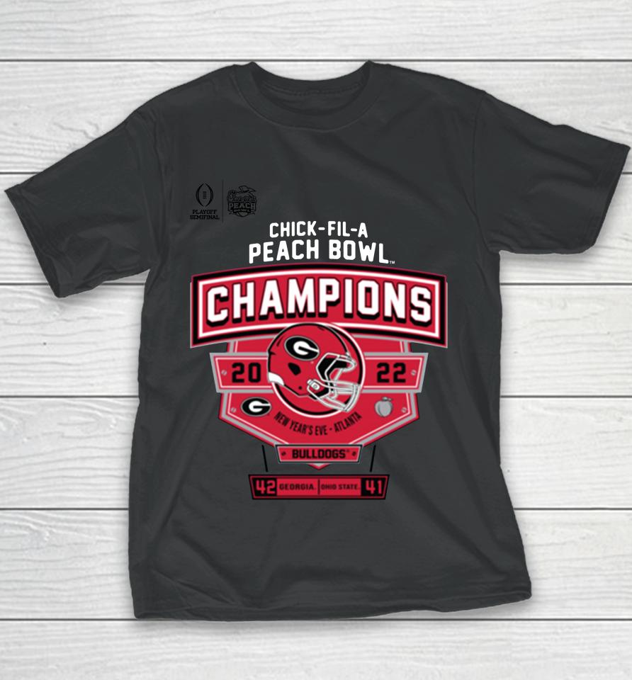 2022 Chick-Fil-A Peach Bowl Georgia Champions Score Youth T-Shirt