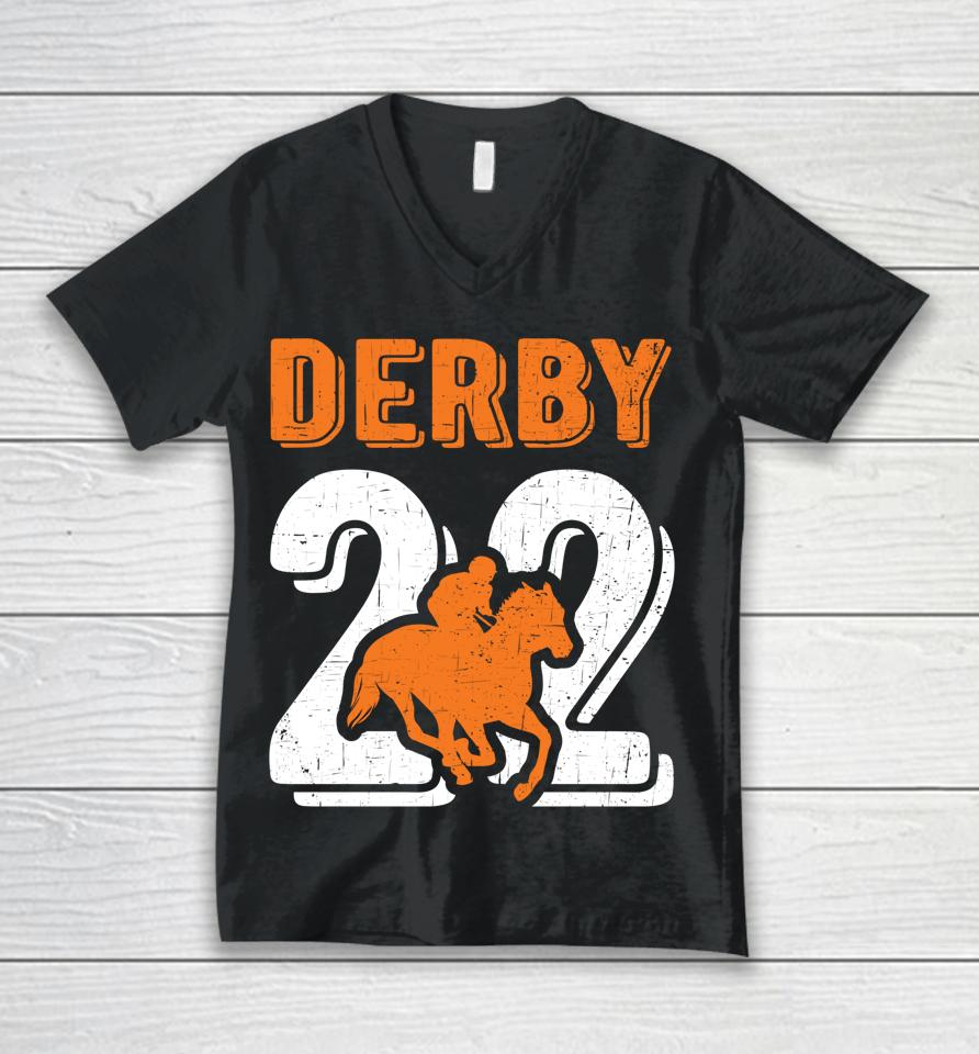 2022 Derby Jersey Style Graphic Horse Racing Jockey Design Unisex V-Neck T-Shirt