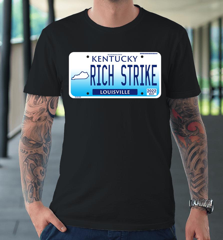 2022 Derby Winner Rich Strike License Plate Graphic Horses Premium T-Shirt