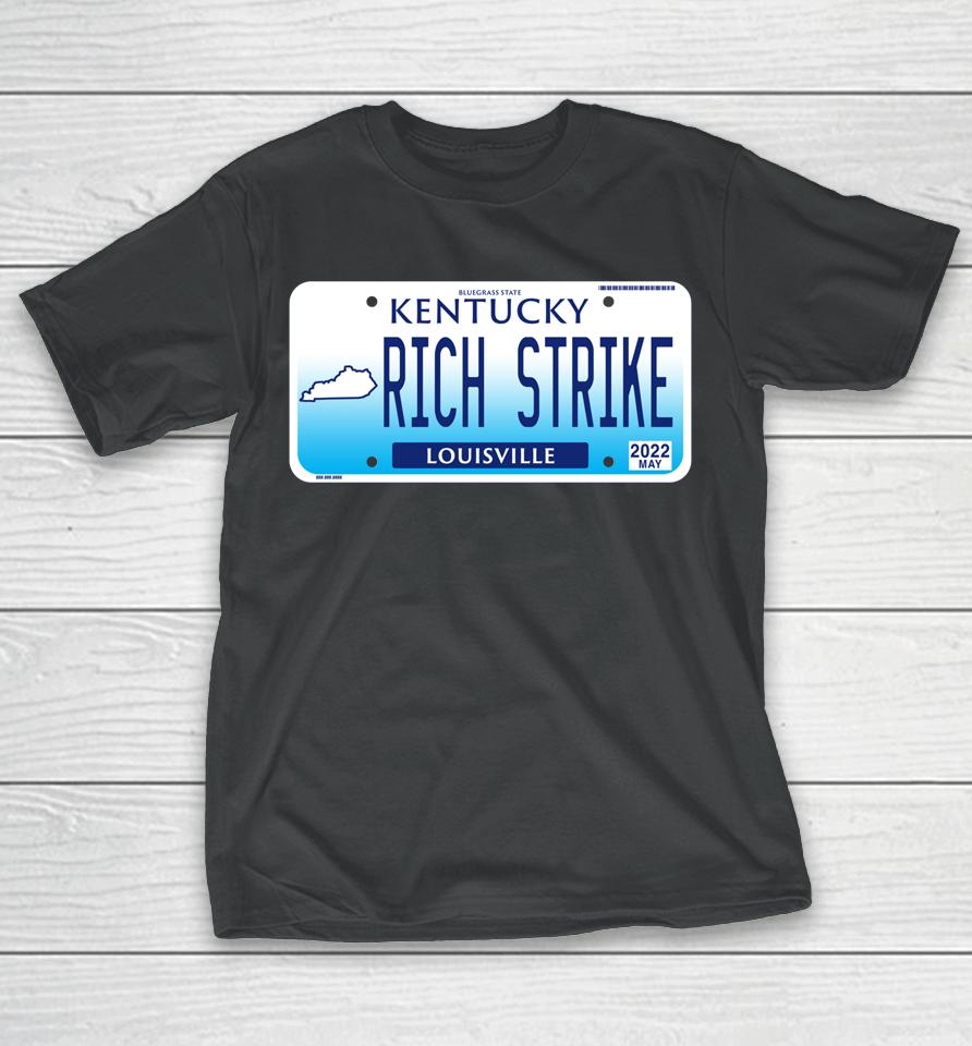 2022 Derby Winner Rich Strike License Plate Graphic Horses T-Shirt
