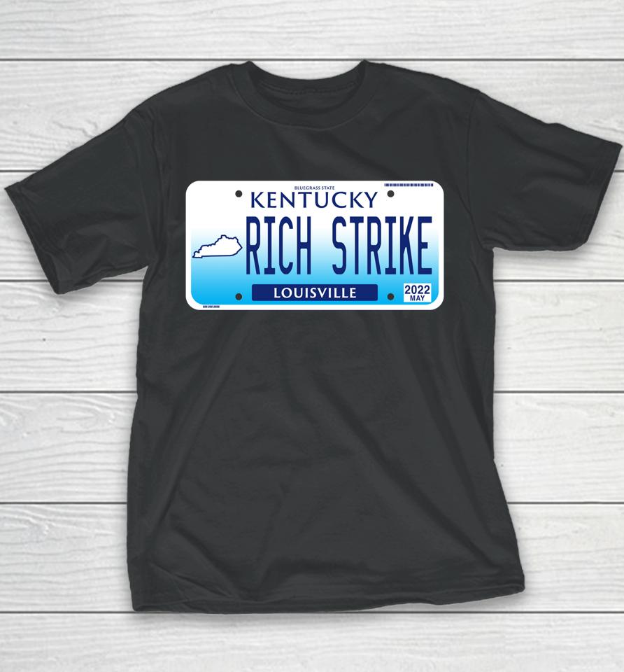 2022 Derby Winner Rich Strike License Plate Graphic Horses Youth T-Shirt