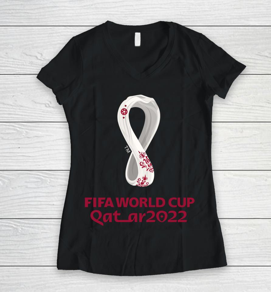 2022 Fifa World Cup Qatar Logo Women V-Neck T-Shirt