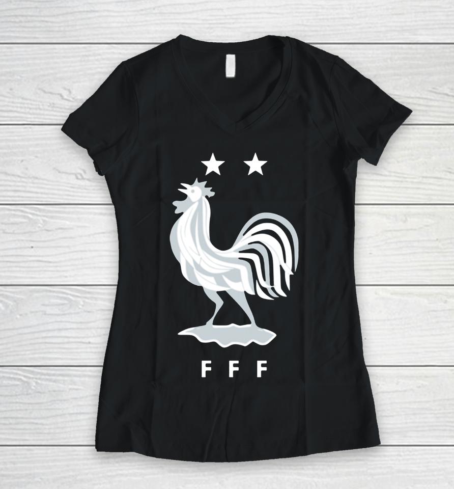 2022 France National Team Primary Logo Velocity Legend Women V-Neck T-Shirt