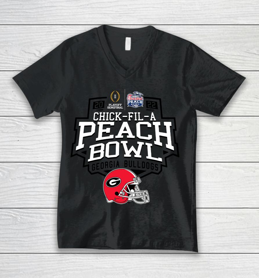 2022 Georgia Bulldogs Chick-Fil-A Peach Bowl Red Sst Shirt Official Peach Bowl Merchandise Unisex V-Neck T-Shirt