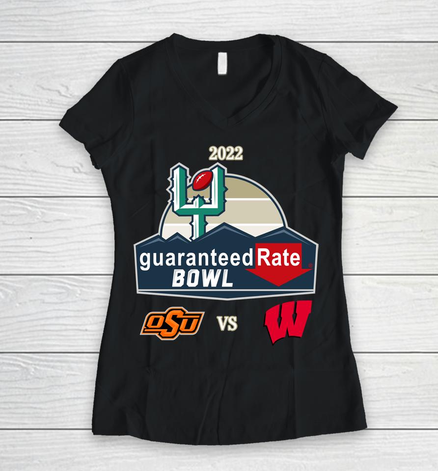 2022 Guaranteed Rate Bowl Osu Vs Winconsin Baders Women V-Neck T-Shirt