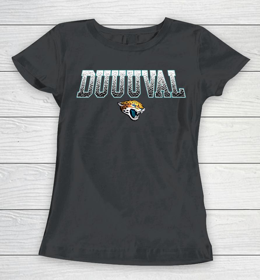 2022 Jacksonville Jaguars Fanatics Branded Black Big And Tall Duuuval Statement Women T-Shirt