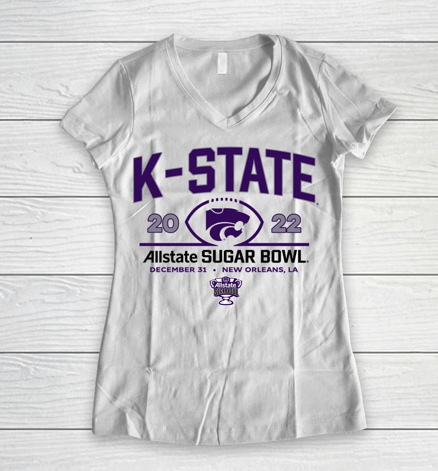 2022 K-State Allstate Sugar Bowl Team Logo Women V-Neck T-Shirt