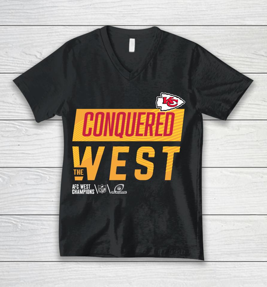 2022 Kansas City Chiefs Afc West Division Champions Locker Room Trophy Collection Unisex V-Neck T-Shirt