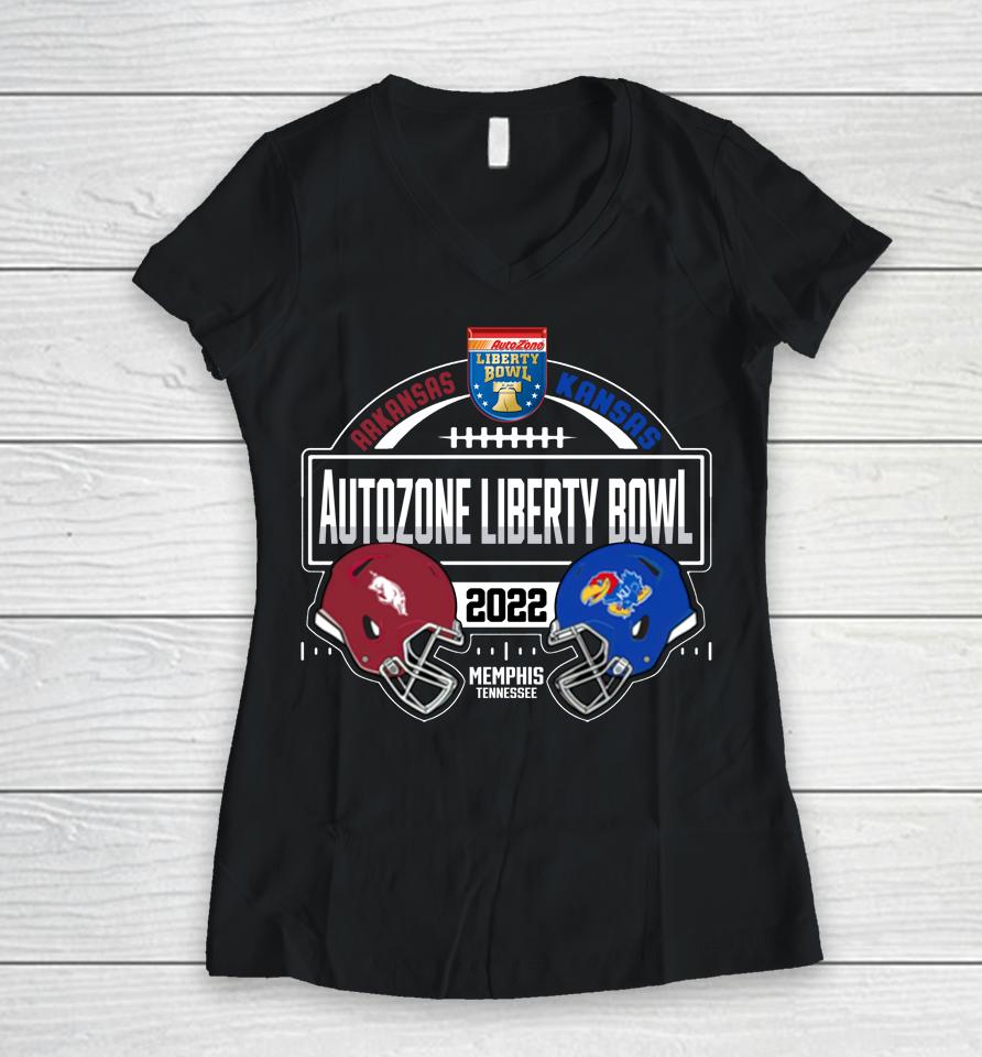 2022 Liberty Bowl Arkansas Razorbacks Vs Kansas Jayhawks Matchup Women V-Neck T-Shirt