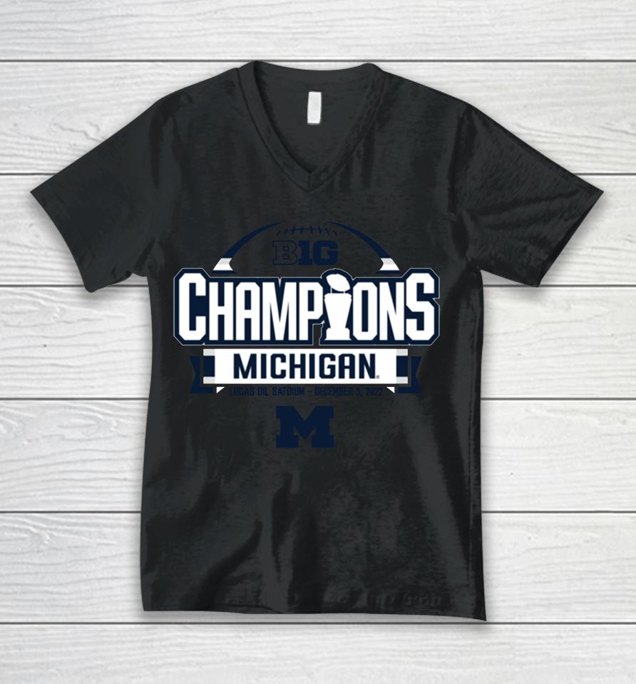 2022 Michigan Wolverines Men's Basketball Big Ten Championship Unisex V-Neck T-Shirt