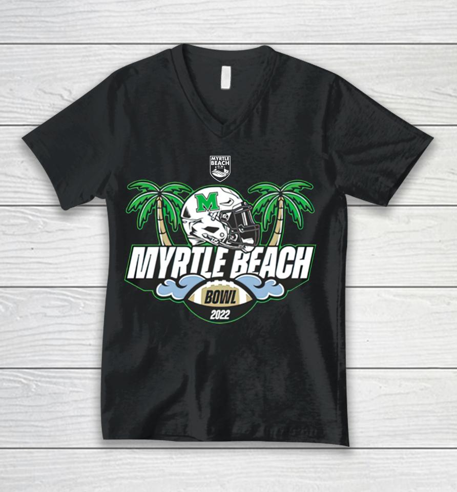 2022 Myrtle Beach Bowl Marshall Football College Playoff Unisex V-Neck T-Shirt