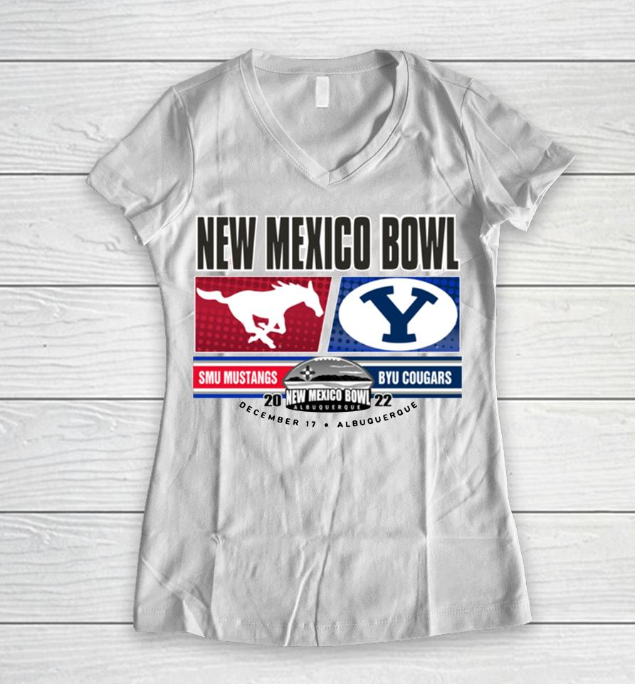 2022 New Mexico Bowl Byu Cougars Matchup Logo Women V-Neck T-Shirt