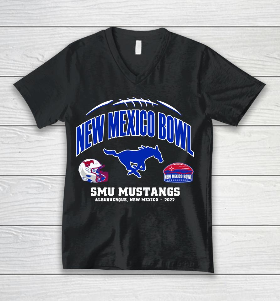 2022 New Mexico Bowl Smu Mustangs Red Unisex V-Neck T-Shirt