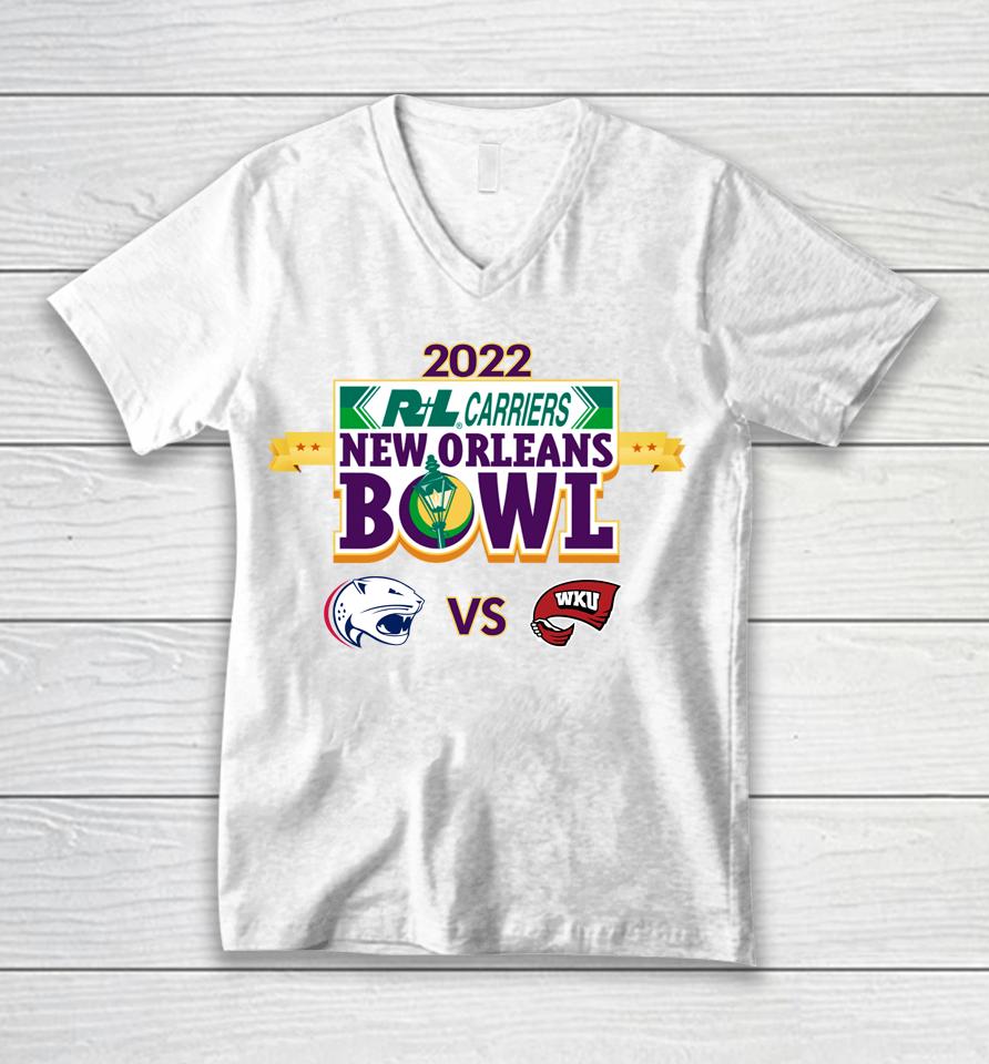 2022 New Orleans Bowl Shirt Western Ky Vs South Alabama Unisex V-Neck T-Shirt