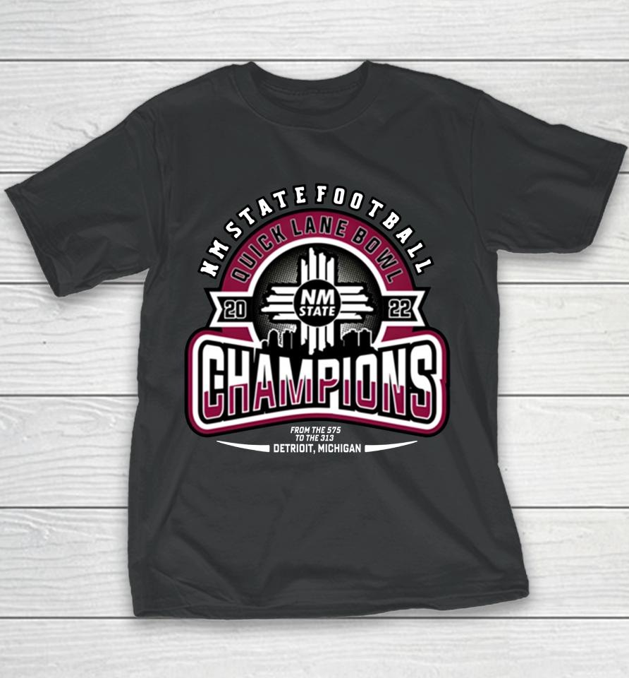 2022 Quick Lane Bowl Champions New Mexico State Youth T-Shirt