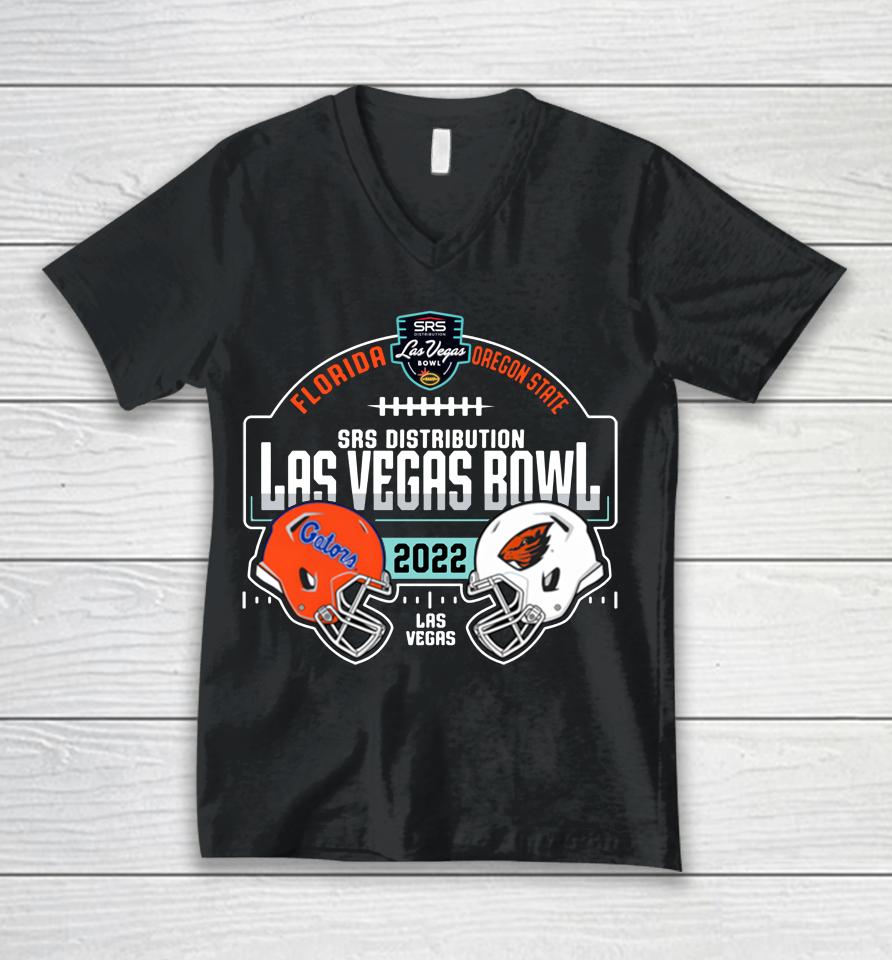 2022 Srs Distrition Las Vegas Bowl Oregon State Beavers Vs Florida Gators Battle Unisex V-Neck T-Shirt