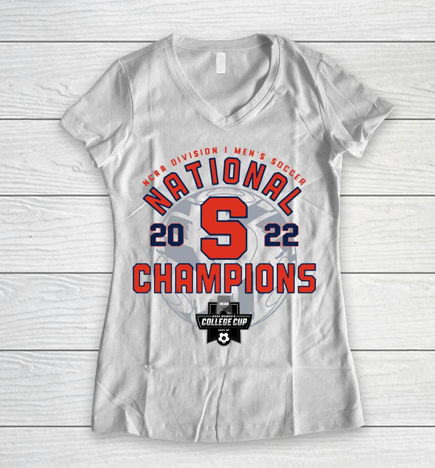 2022 Syracuse Orange Ncaa Men's Soccer National Champions Women V-Neck T-Shirt